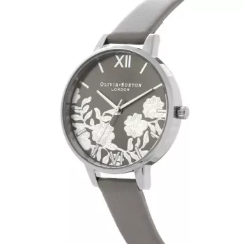OLIVIA BURTON reloj de mujer analógico de cuarzo OB16MV96 34 mm caja de acero inoxidable en tono oro rosa esfera azul oscuro Celestial con purpurina correa de piel negra