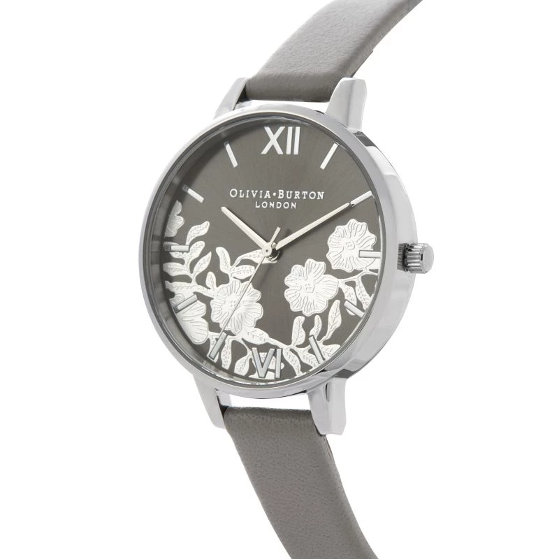 OLIVIA BURTON reloj de mujer analógico de cuarzo OB16MV96 34 mm caja de acero inoxidable en tono oro rosa esfera azul oscuro Celestial con purpurina correa de piel negra