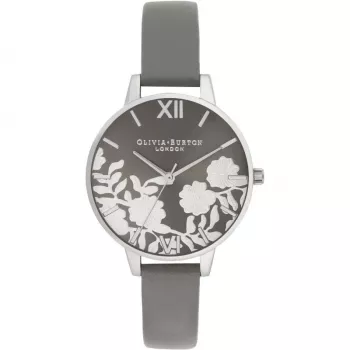 OLIVIA BURTON reloj de mujer analógico de cuarzo OB16MV96 34 mm caja de acero inoxidable en tono oro rosa esfera azul oscuro Celestial con purpurina correa de piel negra
