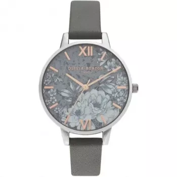 OLIVIA BURTON reloj para mujer OB16TZ05 34 mm analógico de cuarzo caja de acero inoxidable esfera gris Mink correa de piel gris
