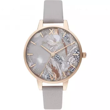 OLIVIA BURTON Reloj de mujer OB16VM37 34mm esfera plateada con acabado solar correa de piel gris