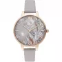 OLIVIA BURTON Reloj de mujer OB16VM37 34mm esfera plateada con acabado solar correa de piel gris