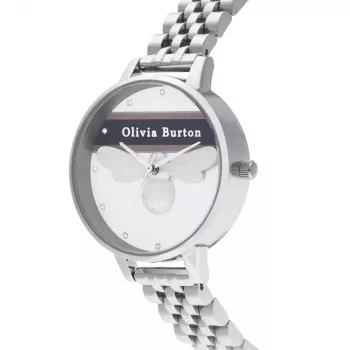 Olivia Burton reloj de mujer OB16VS07 (34 mm) – caja de acero inoxidable en tono oro rosa, correa de piel gris
