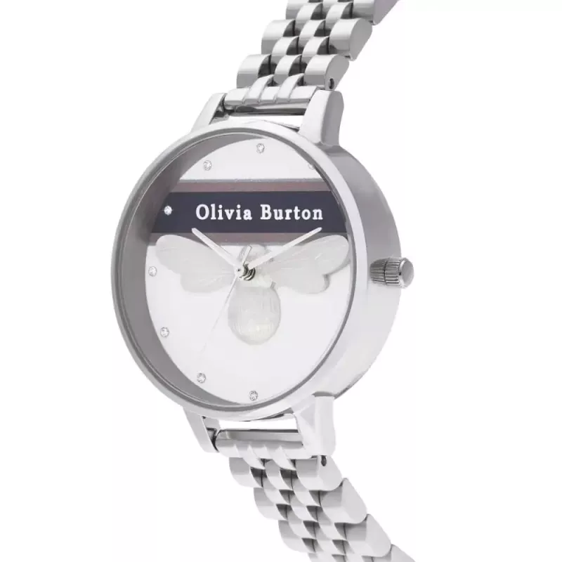 Olivia Burton reloj de mujer OB16VS07 (34 mm) – caja de acero inoxidable en tono oro rosa, correa de piel gris