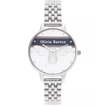 Olivia Burton reloj de mujer OB16VS07 (34 mm) – caja de acero inoxidable en tono oro rosa, correa de piel gris