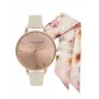 Olivia Burton Reloj de mujer OBGSET51 30 mm oro rosa acero inoxidable y piel gris