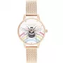 OLIVIA BURTON reloj de mujer Wishing Star OB16WL90 30mm acero inoxidable oro rosa esfera blanca de nácar correa de piel gris