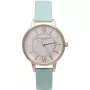 Olivia Burton reloj de mujer Wishing Watch OB15WD47 - 34 mm caja de acero inoxidable en tono oro rosa, esfera blanca con colgante de abeja, correa de piel gris
