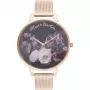 Reloj de mujer Olivia Burton Wishing Watch OB16WG22 - 38mm oro rosa y piel gris