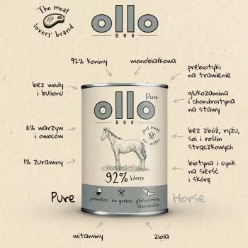 OLLO Pure Horse Comida húmeda monoproteica para perros 850g