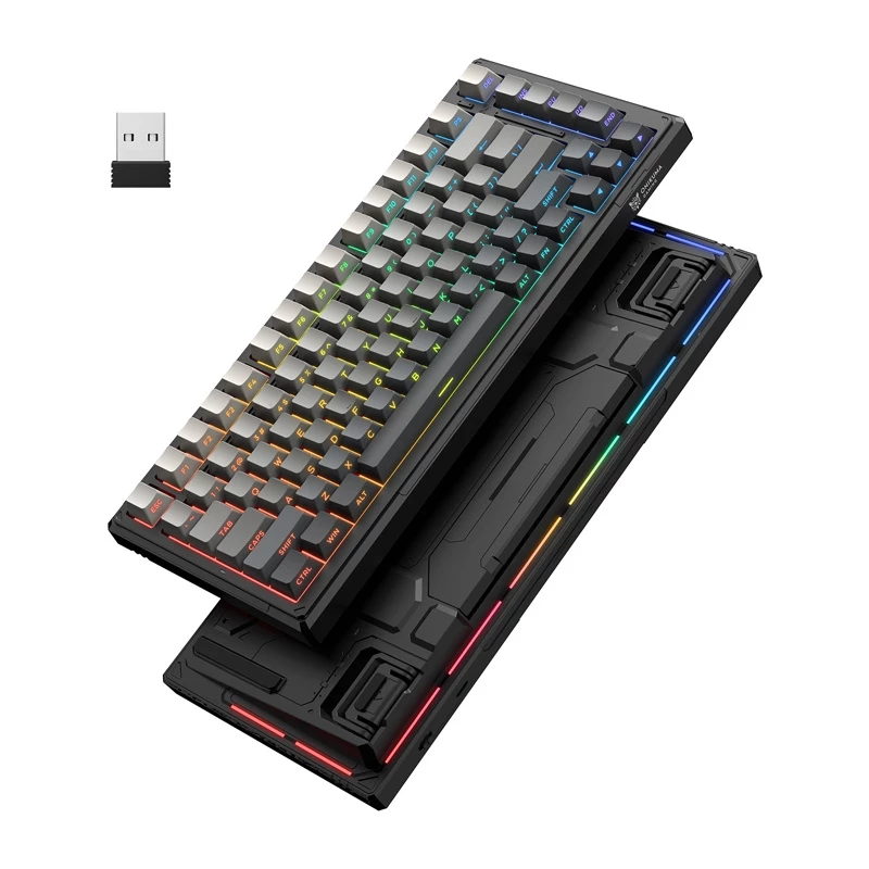 ONIKUMA G83 teclado gaming (negro) - retroiluminación RGB mecánica, teclado USB con cable de tamaño completo con interruptores azules