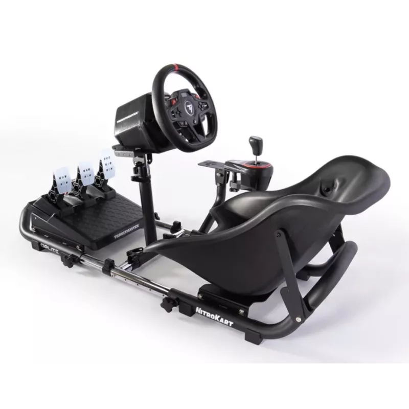 Cockpit de carreras Oplite 104317 NitroKart V2 – Estructura de acero negra para sim racing con asiento de cubo ajustable