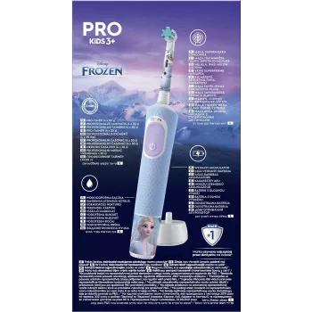 Oral-B Vitality PRO Kids Frozen cepillo de dientes eléctrico para niños, recargable, 2 modos, 1 cabezal de cepillo, azul