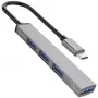 ORICO AH-13-GY-EP-HW hub USB-C con USB-A 3.0 de 5Gbps y 3x USB-A 2.0, aluminio, plateado