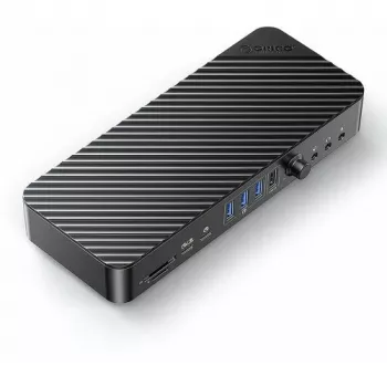 ORICO Estación de acoplamiento USB-C 10 Gbps, 2x DP 4K, HDMI 4K, PD 60W, 6x USB-A, lector de tarjetas SD/TF, audio (DKA20-V1-EU-BK-EP)