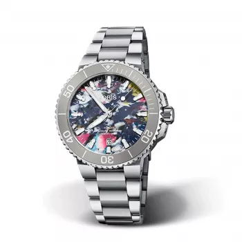 ORIS Aquis Date Calibre 400 automático esfera azul brazalete de acero inoxidable 41,50 mm 7766-4150-Set