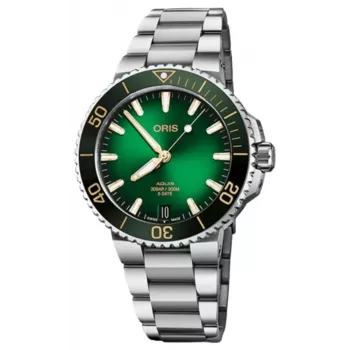 ORIS Aquis Date Calibre 400 reloj automático para hombre 41,50 mm esfera verde brazalete de acero inoxidable 41270782209PE