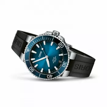 ORIS reloj de buceo para hombre 41350742274FC 41.50mm automático esfera azul correa de caucho azul