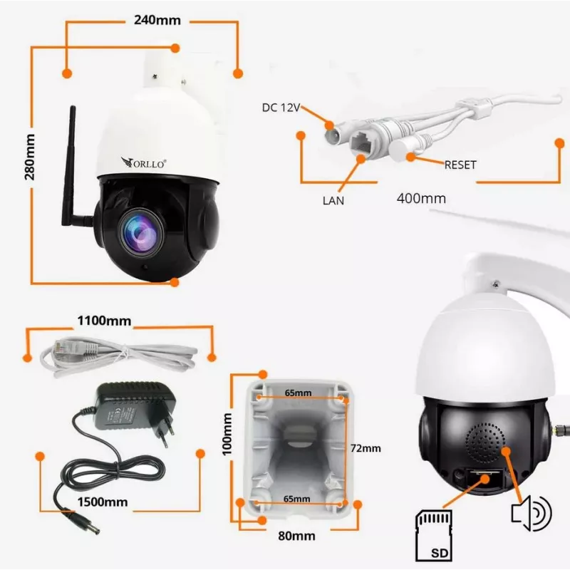 ORLLO Z10 cámara IP PTZ exterior WLAN 4MP 18x zoom