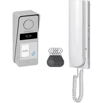 ORNO OR-DOM-RD-937/W Kit de portero automático analógico, 1 unidad interior, 1 unidad exterior, blanco/plata