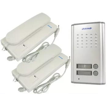 ORNO Fossa Multi OR-DOM-RL-903 Set de portero automático para dos viviendas, blanco/plata