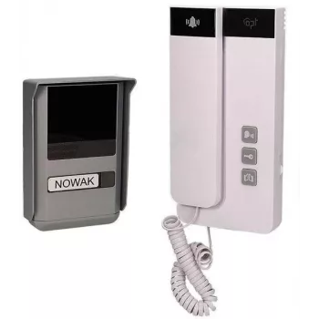 Portero automático ORNO OR-DOM-SL-923 de 2 hilos para vivienda unifamiliar, montaje en superficie, unidad exterior plateada/gris, unidad interior blanca