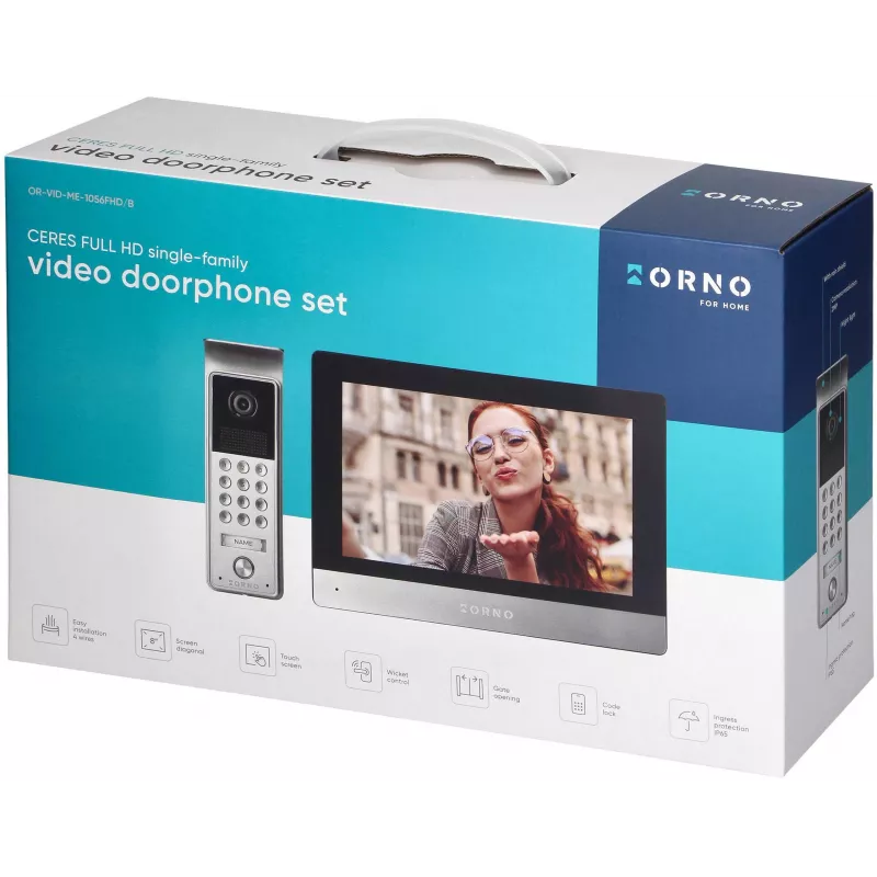 ORNO OR-VID-ME-1056FHD/B videoportero Wi-Fi 7 pulgadas con unidad exterior Full HD 1080p, negro