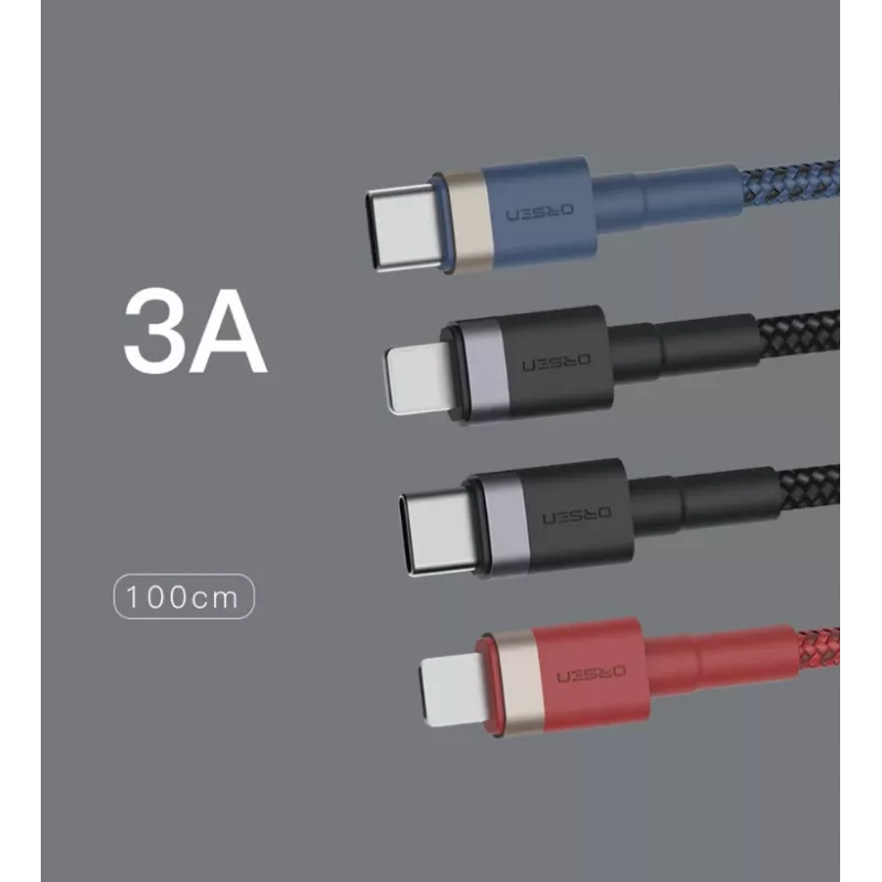 ORSEN S51 Type-C a Lightning 3A 1m Negro