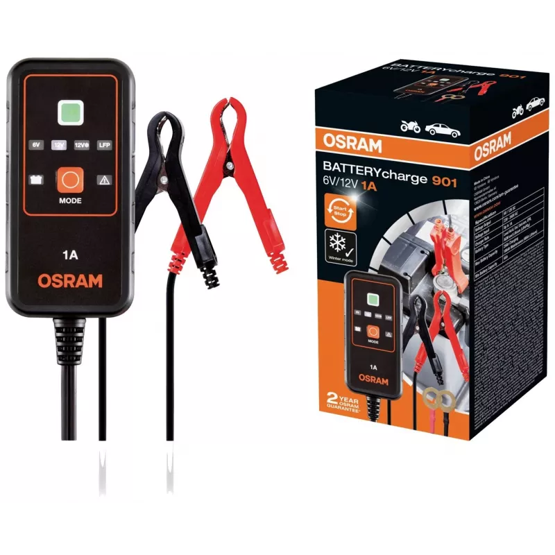 Cargador de batería automático OSRAM BATTERYcharge 901 6V/12V 1A para baterías de plomo-ácido