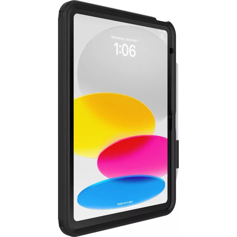 OtterBox Defender Serie Funda con soporte para iPad 10.ª generación - Funda protectora extremadamente robusta con protección de pantalla integrada - Probada según estándar militar - Negro (77-93756)
