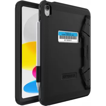OtterBox Defender Serie Funda con soporte para iPad 10.ª generación - Funda protectora extremadamente robusta con protección de pantalla integrada - Probada según estándar militar - Negro (77-93756)