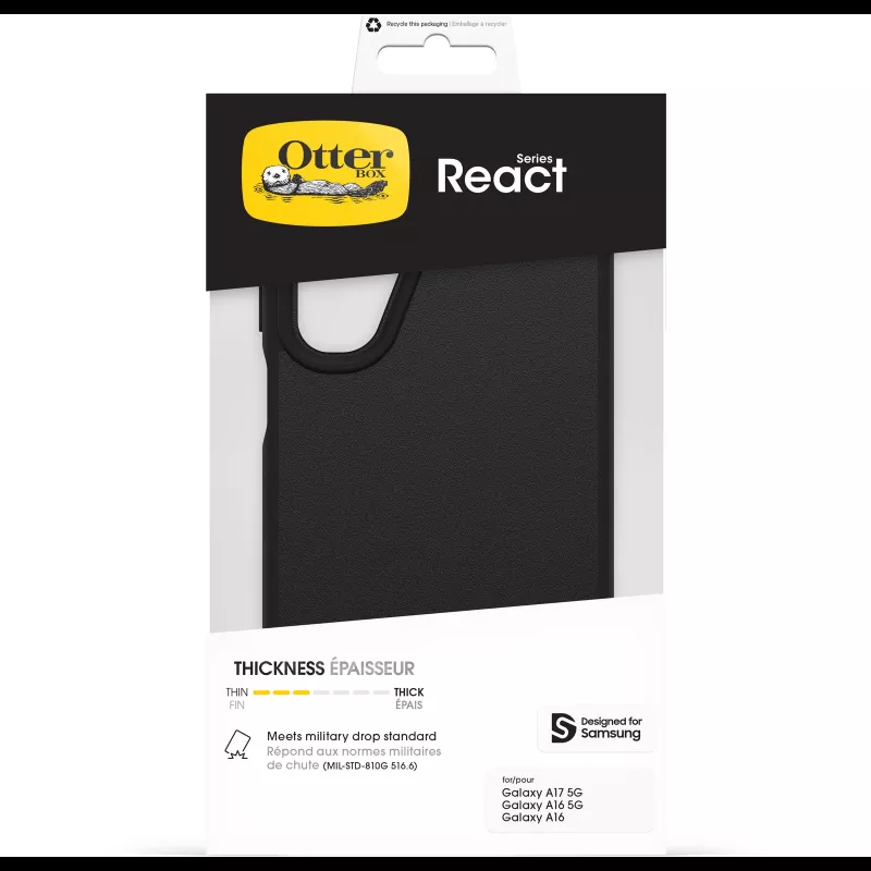 OtterBox Funda React Serie para Samsung Galaxy A17/A17 5G/A16/A16 5G - Negro