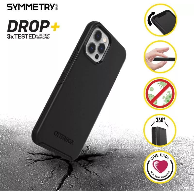 OtterBox Funda trasera Symmetry Serie para Apple iPhone 12 / iPhone 12 Pro - Negro