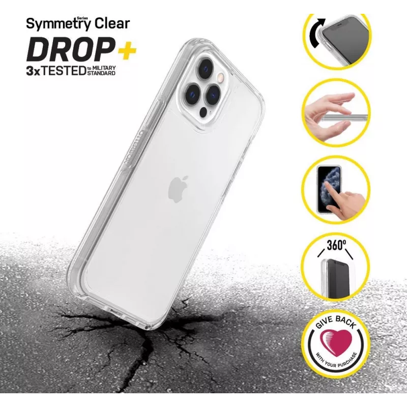 OtterBox Symmetry Serie Funda para iPhone 12 y iPhone 12 Pro - Clear