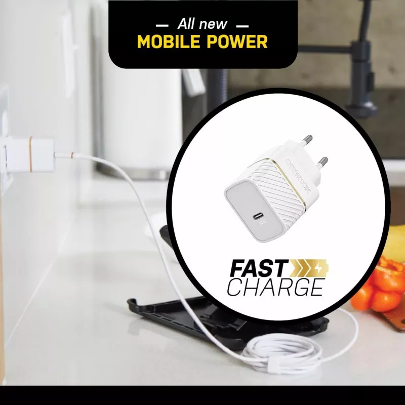 OtterBox cargador de pared 30W USB-C PD 3.0 Cloud Dust White