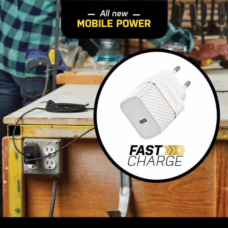 OtterBox cargador de pared 30W USB-C PD 3.0 Cloud Dust White