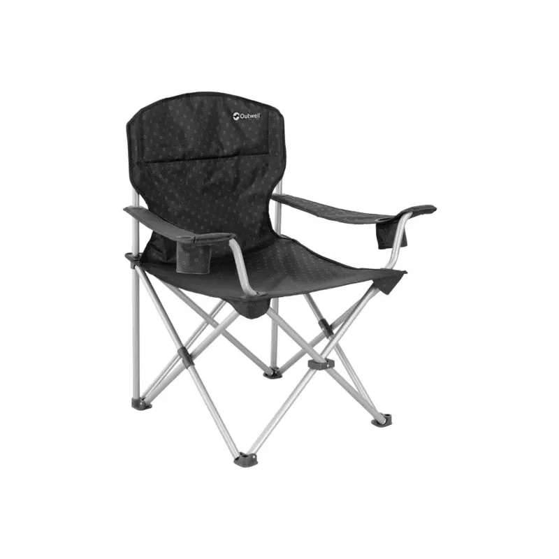 Silla de camping plegable Outwell Catamarca XL, capacidad 150 kg, estructura de acero con recubrimiento en polvo, negro/gris