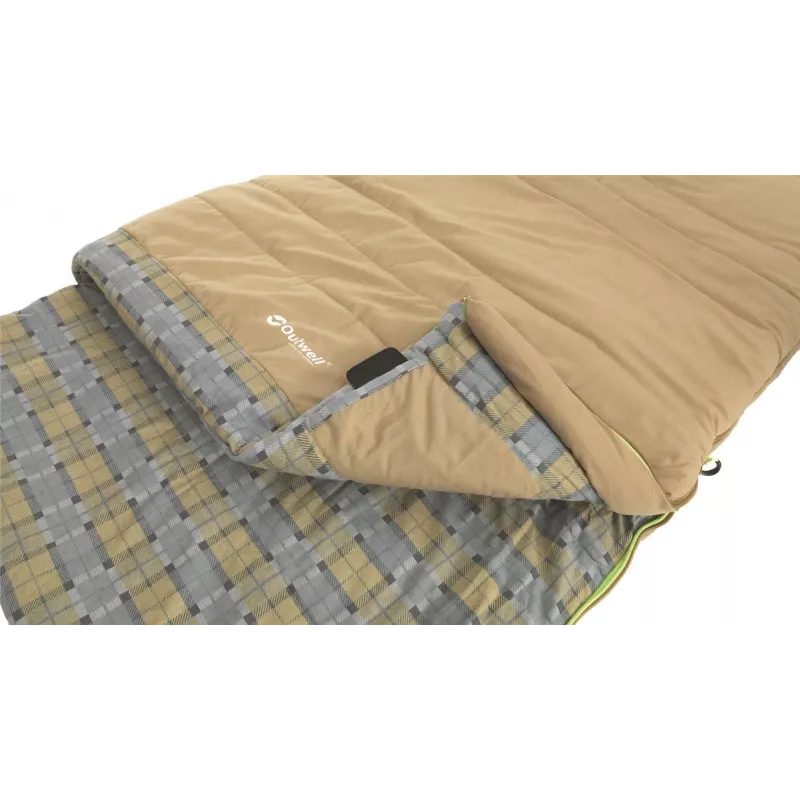Outwell Commodore Saco de dormir 225 x 85 cm 9/5/-8 °C con almohada suelta Cremallera en forma de L con auto-lock bidireccional