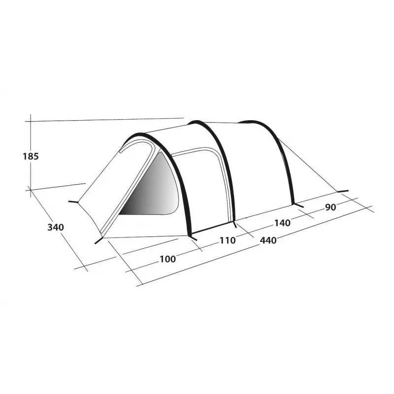 Outwell Earth 5 tienda de campaña tipo túnel para 5 personas – 2 habitaciones, columna de agua 3000mm, verde