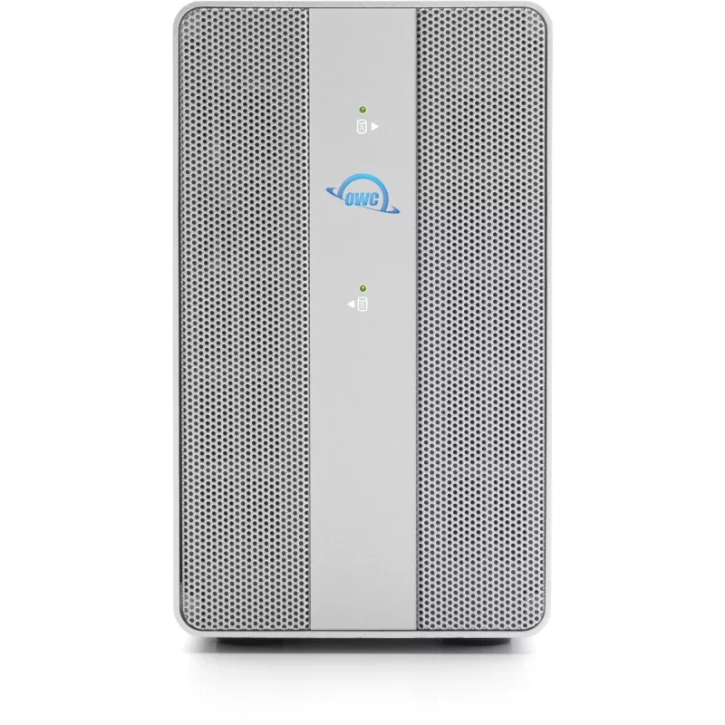 OWC Mercury Elite Pro Dual carcasa de almacenamiento de 2 bahías con concentrador USB de 3 puertos, SATA-600, USB 10 Gb/s, plateada