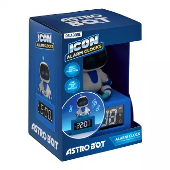 Despertador AstroBot Icon de Paladone - despertador digital LCD robot gris/blanco con función snooze