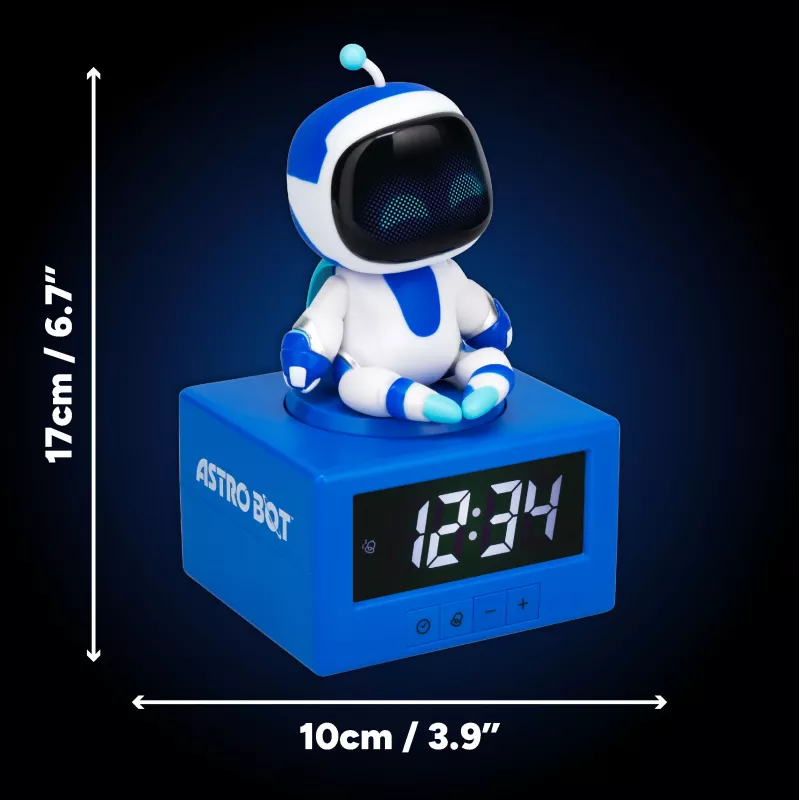 Despertador AstroBot Icon de Paladone - despertador digital LCD robot gris/blanco con función snooze