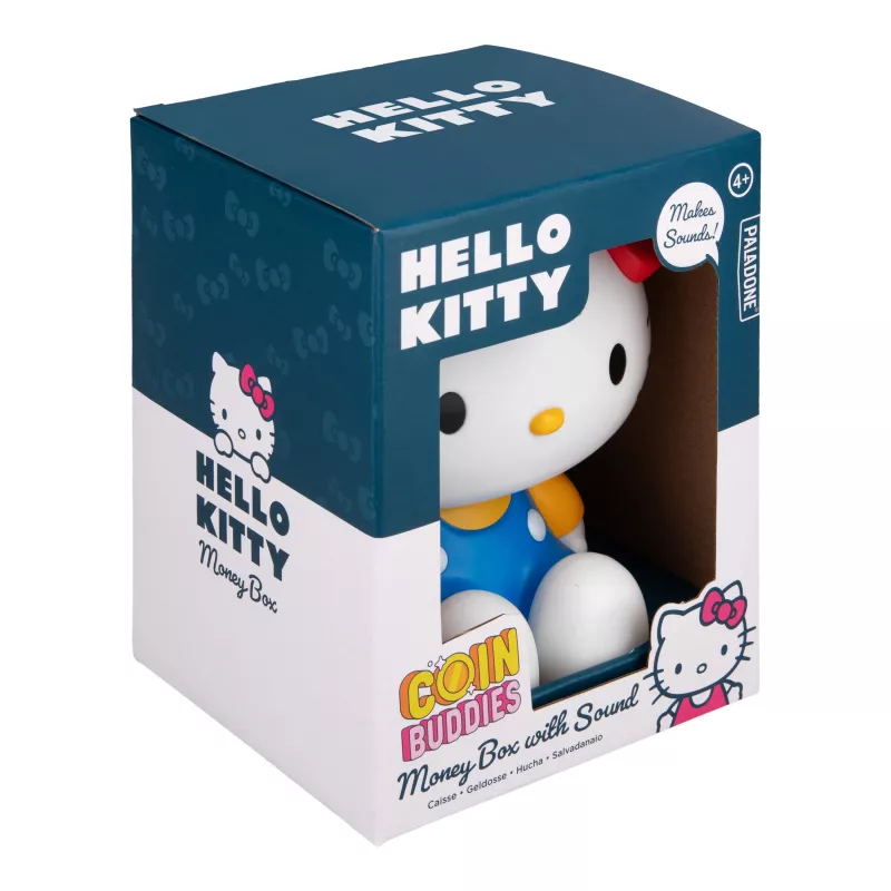 Paladone Hello Kitty Hucha en forma - Caja de monedas de cerámica, Merchandising oficial Sanrio, Blanco/Rosa/Negro, 13,5 x 13,5 x 16,5 cm