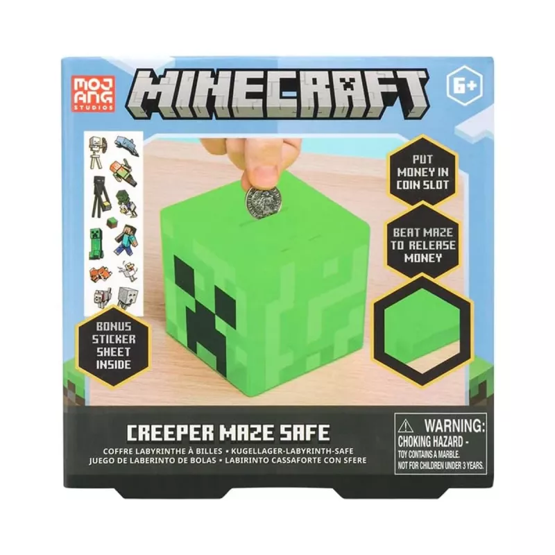 Paladone Minecraft Creeper Maze Safe V2 - Hucha electrónica con laberinto y efectos de sonido Creeper