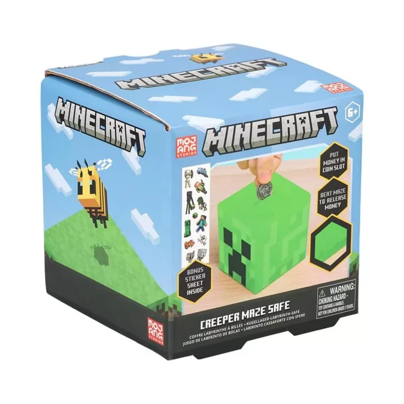 Paladone Minecraft Creeper Maze Safe V2 - Hucha electrónica con laberinto y efectos de sonido Creeper