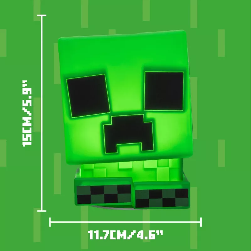 Paladone Minecraft Creeper SquishyGlo luz de silicona recargable – luz nocturna LED verde regulable con 3 niveles de brillo y carga Micro-USB
