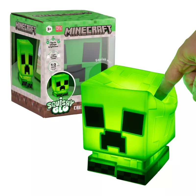Paladone Minecraft Creeper SquishyGlo luz de silicona recargable – luz nocturna LED verde regulable con 3 niveles de brillo y carga Micro-USB
