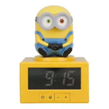 Paladone Minions Icon Despertador - LED digital, alimentado por USB, snooze