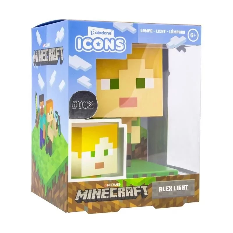 Paladone PP6591MCF Luz icono Alex de Minecraft - lámpara LED nocturna alimentada por USB, multicolor cambiante