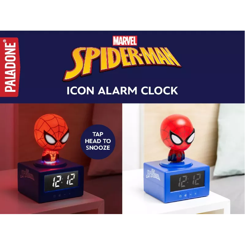 Paladone Spider-Man Icon Despertador - LED digital, Rojo/Negro